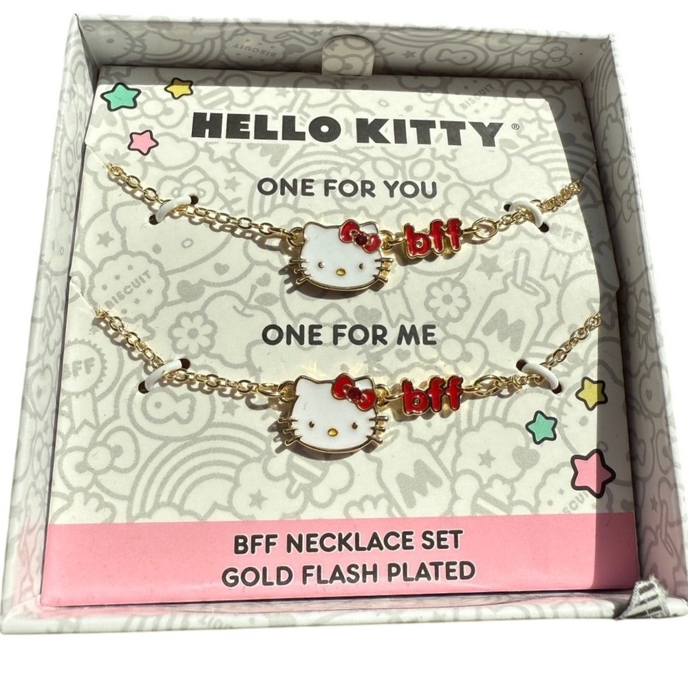 Sanrio‎ Hello Kitty Gold Flash Plated BFF Necklace Set 2pc Y2K Kawaii NWT